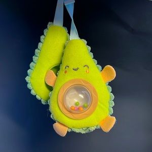 Avocado plush baby rattle terry